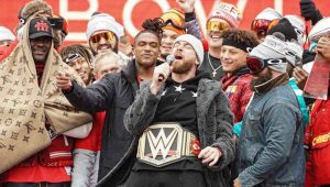 Kansas City Chiefs custom WWE Title Belt at Super Bowl Victory Parade