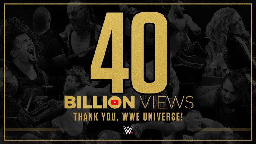 WWE announces their YouTube Channel surpasses 40 billion views