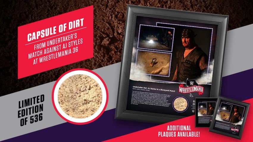 WWE selling dirt and Limited Edition Plaque from Boneyard Match