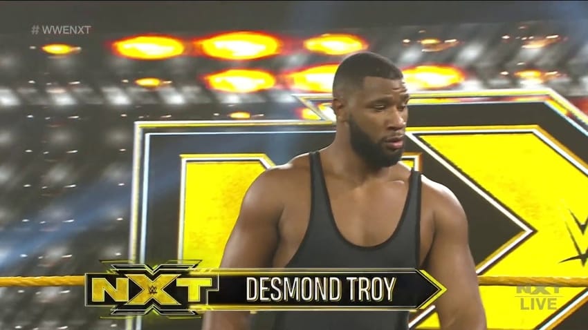 Desmond Troy (Denzel Dejournette) reveals his release from WWE