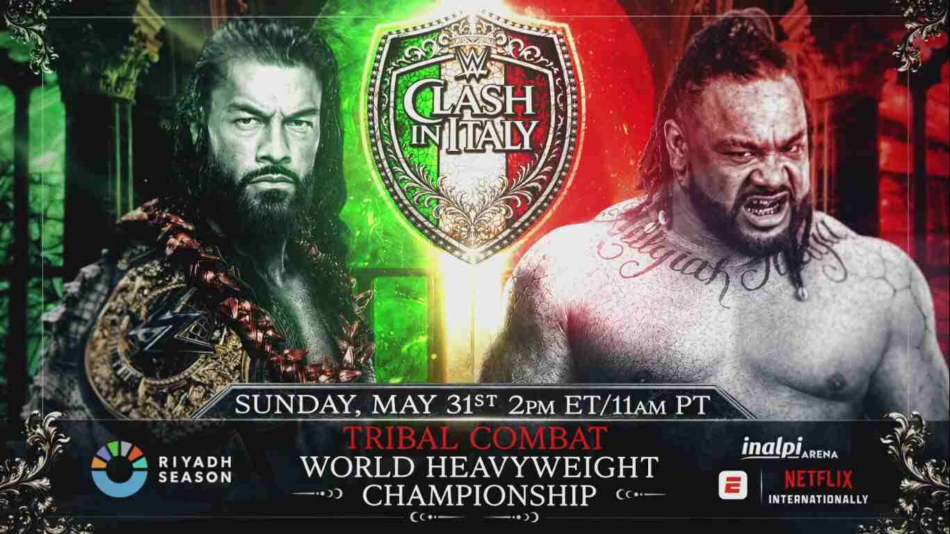 Roman Reigns vs Jacob Fatu Set for Tribal Combat Match at Clash in Italy